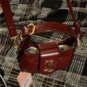 RED Valentino Glossy Burgundy Shoulder Bag